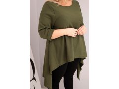 Dámská tunika Plus Size bavlněná s&nbsp;asymetrickým střihem khaki 3