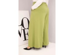 Dámské bavlněné kalhoty Plus Size s&nbsp;širokým střihem a&nbsp;volným střihem pistáciové 2