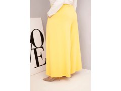 Dámské bavlněné kalhoty Plus Size s&nbsp;širokým střihem a&nbsp;volným střihem žluté 2