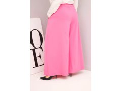 Dámské bavlněné kalhoty Plus Size s&nbsp;širokými nohavicemi a&nbsp;volným střihem světle růžové 2