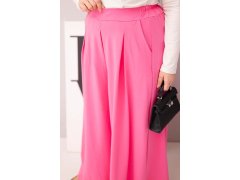 Dámské bavlněné kalhoty Plus Size s&nbsp;širokými nohavicemi a&nbsp;volným střihem světle růžové 3