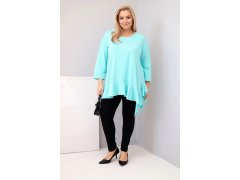 Dámská blůza Plus Size s&nbsp;bavlnou a&nbsp;volánem a&nbsp;ohrnovacími rukávy mátová 1