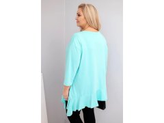 Dámská blůza Plus Size s&nbsp;bavlnou a&nbsp;volánem a&nbsp;ohrnovacími rukávy mátová 2
