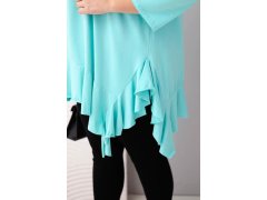 Dámská blůza Plus Size s&nbsp;bavlnou a&nbsp;volánem a&nbsp;ohrnovacími rukávy mátová 3