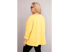 Dámská blůza plus size s bavlnou a dlouhým rukávem a nařasením žlutá 2