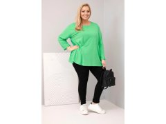 Dámská blůza plus size s bavlnou a dlouhým rukávem a nařasením světle zelená 1