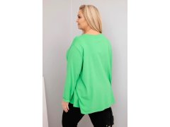 Dámská blůza plus size s bavlnou a dlouhým rukávem a nařasením světle zelená 2