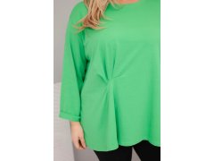 Dámská blůza plus size s bavlnou a dlouhým rukávem a nařasením světle zelená 3