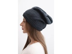 Dámská zimní čepice s ušima a ribbed vzorem K440 grafitová 1