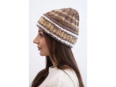 Dámská zimní čepice s barevným vláknem a elastickým stahováním K352 cappuccino 1