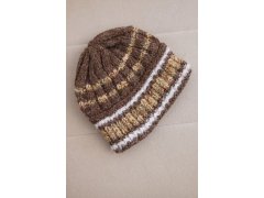 Dámská zimní čepice s barevným vláknem a elastickým stahováním K352 cappuccino 2