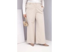 Dámské kalhoty Plus Size s širokými nohavicemi a vysokým pasem béžové 1