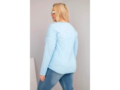 Dámská blůza Plus Size s výstřihem do V a delším zadním dílem modrá 2