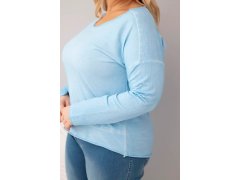 Dámská blůza Plus Size s výstřihem do V a delším zadním dílem modrá 3