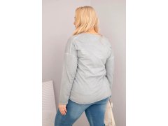 Dámská blůza Plus Size s V výstřihem a delším zadním dílem šedá 2