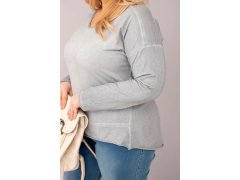 Dámská blůza Plus Size s V výstřihem a delším zadním dílem šedá 3