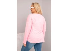 Dámská blůza Plus Size s V výstřihem a delším zadním dílem světle růžová 2