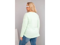 Dámská blůza Plus Size s V výstřihem a delším zadním dílem mátová 2
