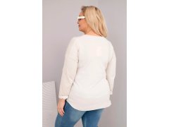 Dámská blůza Plus Size s V výstřihem a delším zadním dílem béžová 2