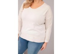 Dámská blůza Plus Size s V výstřihem a delším zadním dílem béžová 3