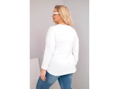 Dámská blůza Plus Size s V výstřihem a delší zadní částí bílá 2