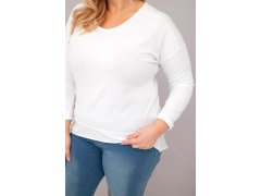 Dámská blůza Plus Size s V výstřihem a delší zadní částí bílá 3