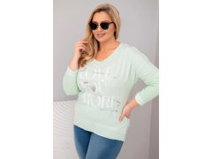 Dámská blůza Plus Size s potiskem Love You More mentolová 1