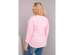Dámská blůza Plus Size s nápisem Love You More světle růžová 2
