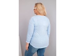 Dámská blůza Plus Size s potiskem Love You More modrá 2