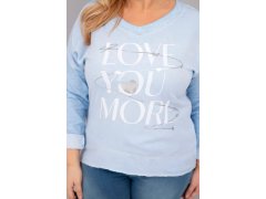 Dámská blůza Plus Size s potiskem Love You More modrá 3