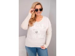 Dámská blůza Plus Size s potiskem Love You More béžová 1