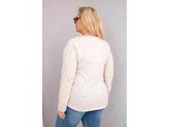 Dámská blůza Plus Size s potiskem Love You More béžová 2