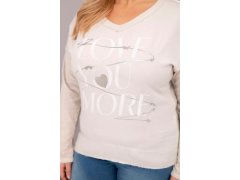 Dámská blůza Plus Size s potiskem Love You More béžová 3