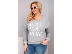 Dámská blůza Plus Size s potiskem Love You More šedá 1