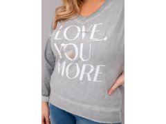 Dámská blůza Plus Size s potiskem Love You More šedá 3