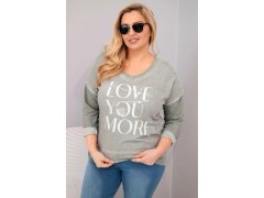 Dámská blůza Plus Size s&nbsp;nápisem Love You More khaki 1