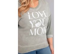 Dámská blůza Plus Size s&nbsp;nápisem Love You More khaki 3