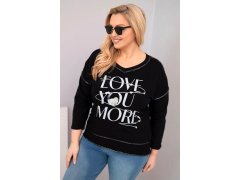 Dámská blůza Plus Size s nápisem Love You More roztrhaná černá 1