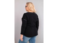 Dámská blůza Plus Size s nápisem Love You More roztrhaná černá 2