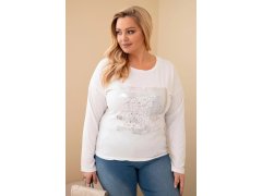 Dámská blůza Plus Size s potiskem a delším zadním dílem bílá 1