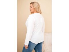 Dámská blůza Plus Size s potiskem a delším zadním dílem bílá 2