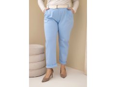 Dámské bavlněné kalhoty Plus Size s páskem modré 1