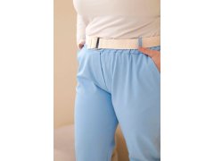 Dámské bavlněné kalhoty Plus Size s páskem modré 3