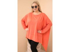 Dámská tunika Plus Size z bavlny s asymetrickým spodním lemem meruňková 1