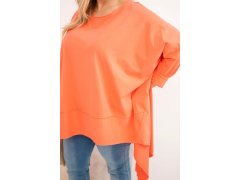 Dámská tunika Plus Size z bavlny s asymetrickým spodním lemem meruňková 3