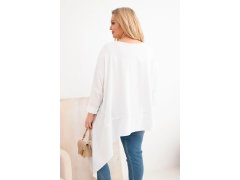 Dámská tunika Plus Size z bavlny s asymetrickým spodkem bílá 2