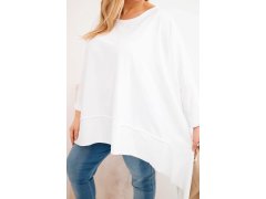 Dámská tunika Plus Size z bavlny s asymetrickým spodkem bílá 3
