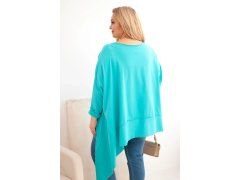 Dámská tunika Plus Size z bavlny s asymetrickým spodním lemem tyrkysová 2