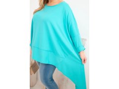 Dámská tunika Plus Size z bavlny s asymetrickým spodním lemem tyrkysová 3