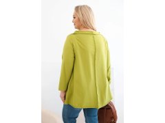 Dámská bavlněná blůza Plus Size asymetrická s ohrnutým rukávem olivová 2
